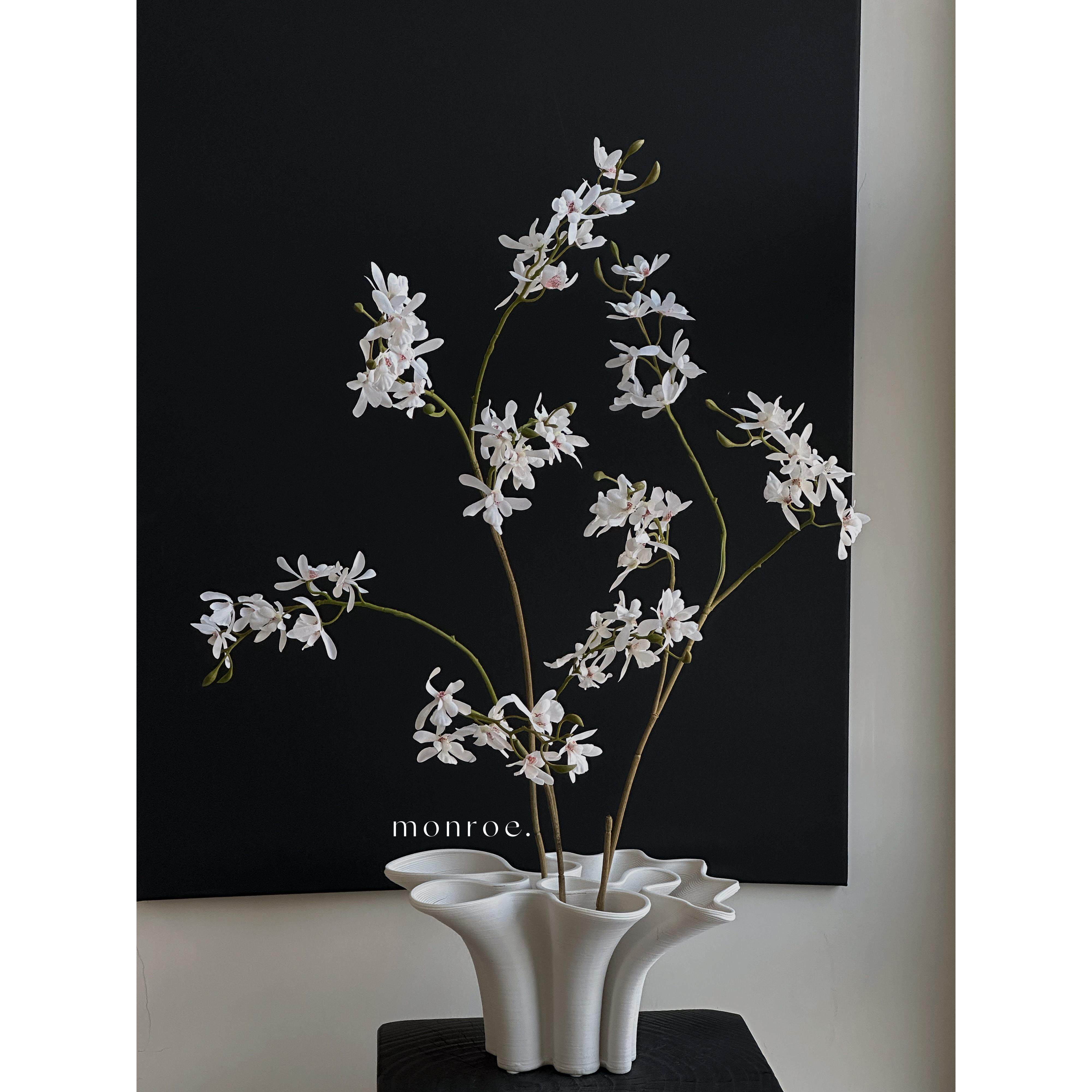 小兰花人造花白橙粉人造花装饰品装饰客厅照片塑料花家