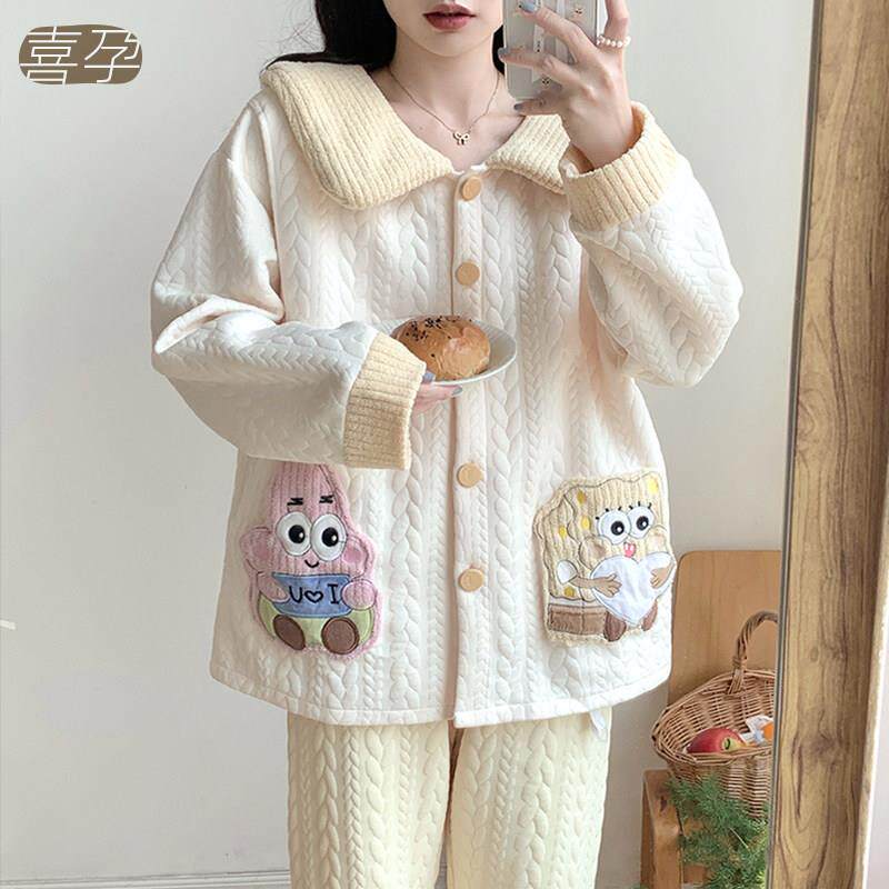 空气棉月子服春秋冬季款产后加厚10月份11哺乳家居服孕妇睡衣套装