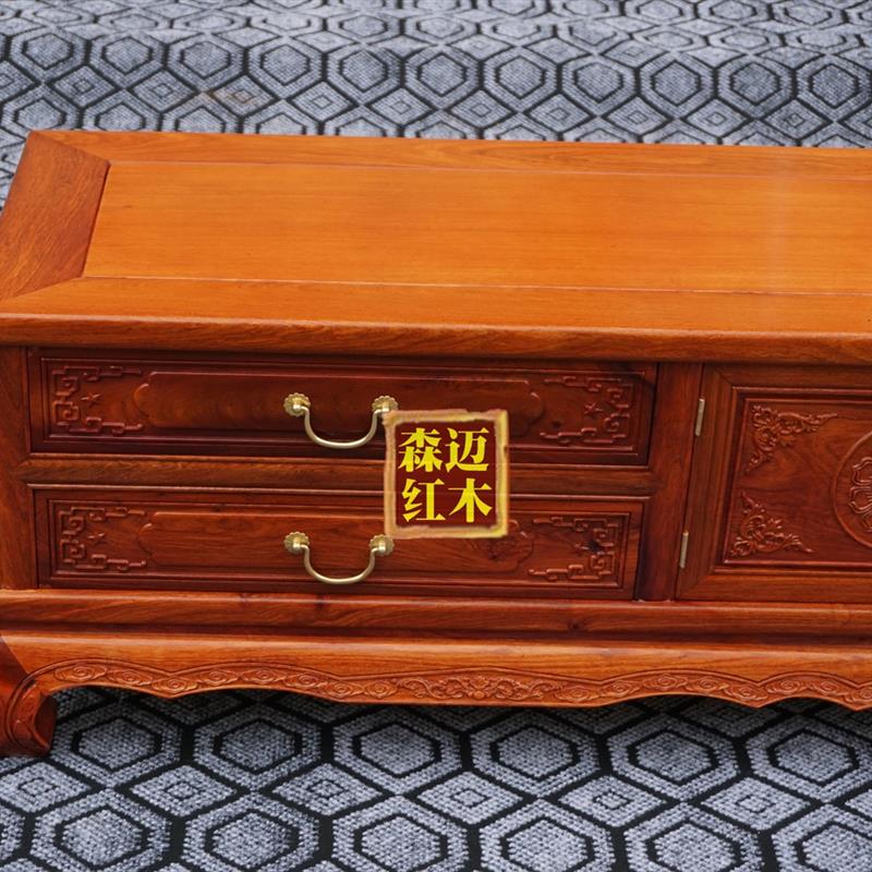 缅甸花梨红木电视柜 加厚独板电视柜 团圆电视柜 大果紫檀电视柜