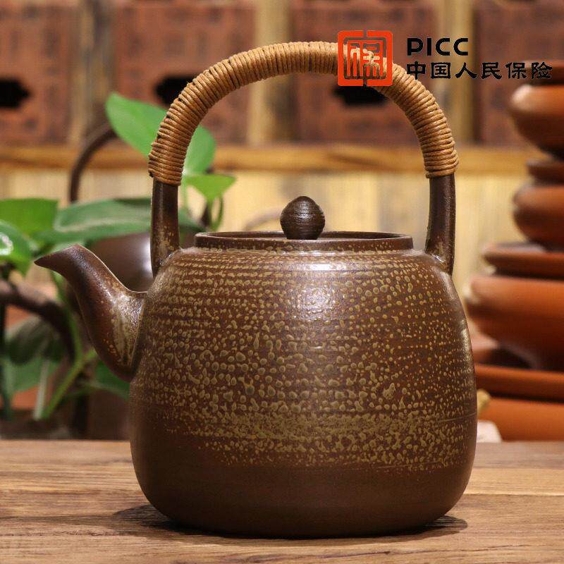 高窑温柴烧老岩泥提梁煮茶壶户外露营潮汕工夫茶炭炉黑晶炉烧水壶