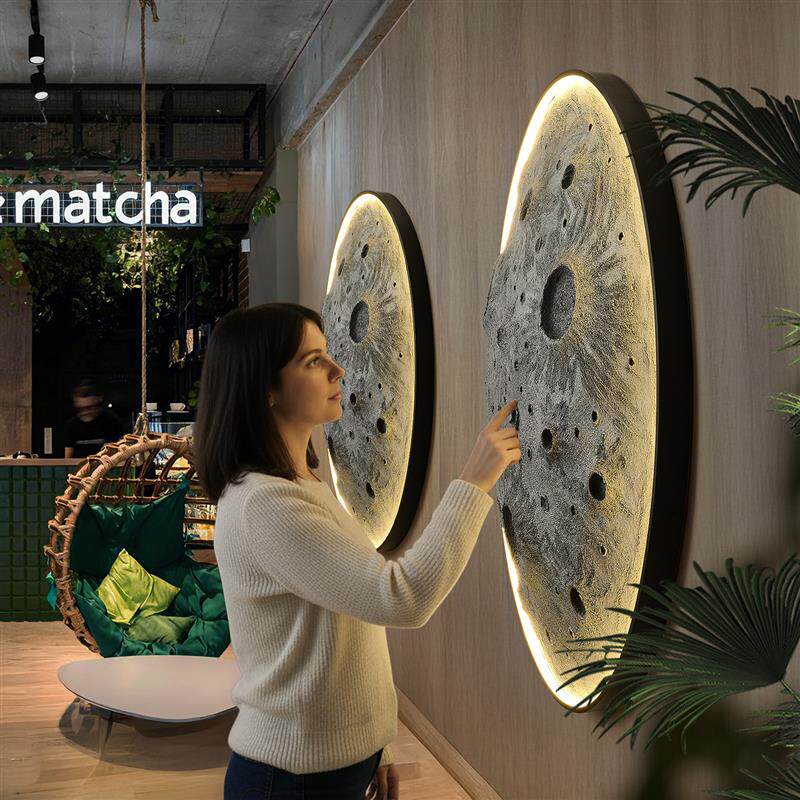 3D立体月球灯月球壁灯浮雕壁灯弧形月球灯浮雕月球壁灯月球背景灯