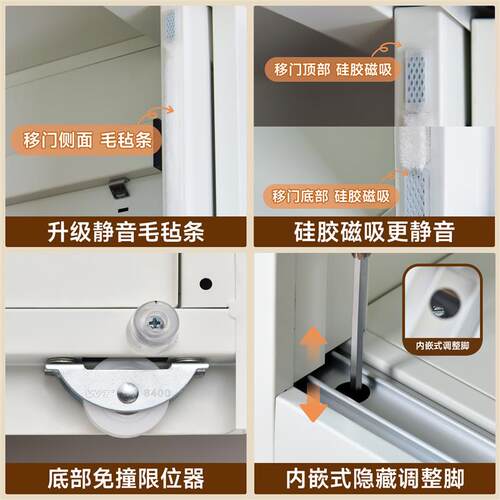 YDD小户型钢制推拉门衣柜家用卧室省空间新型成品钢制移门衣柜