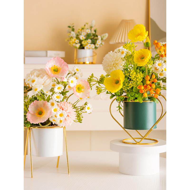 北欧餐桌花玫瑰假花摆放塑料花摆件组合客厅绢花室内彷真花瓶花卉