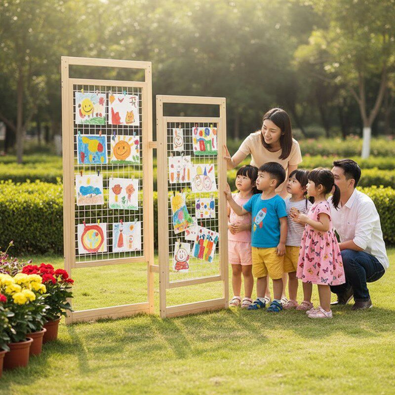 网格展示架幼儿园作品架隔断屏风移动美工区展示折叠艺术展览架子