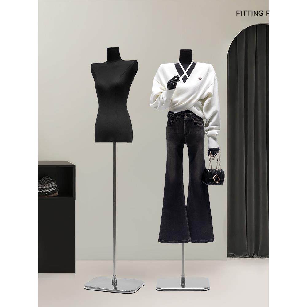 服装店黑色模型道具女装韩式平肩窗假人娃娃展示道具展示架