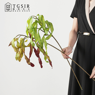 仿真无刺金合欢花荚果客厅餐桌绿植插花高档假花扁豆婚礼装饰道具