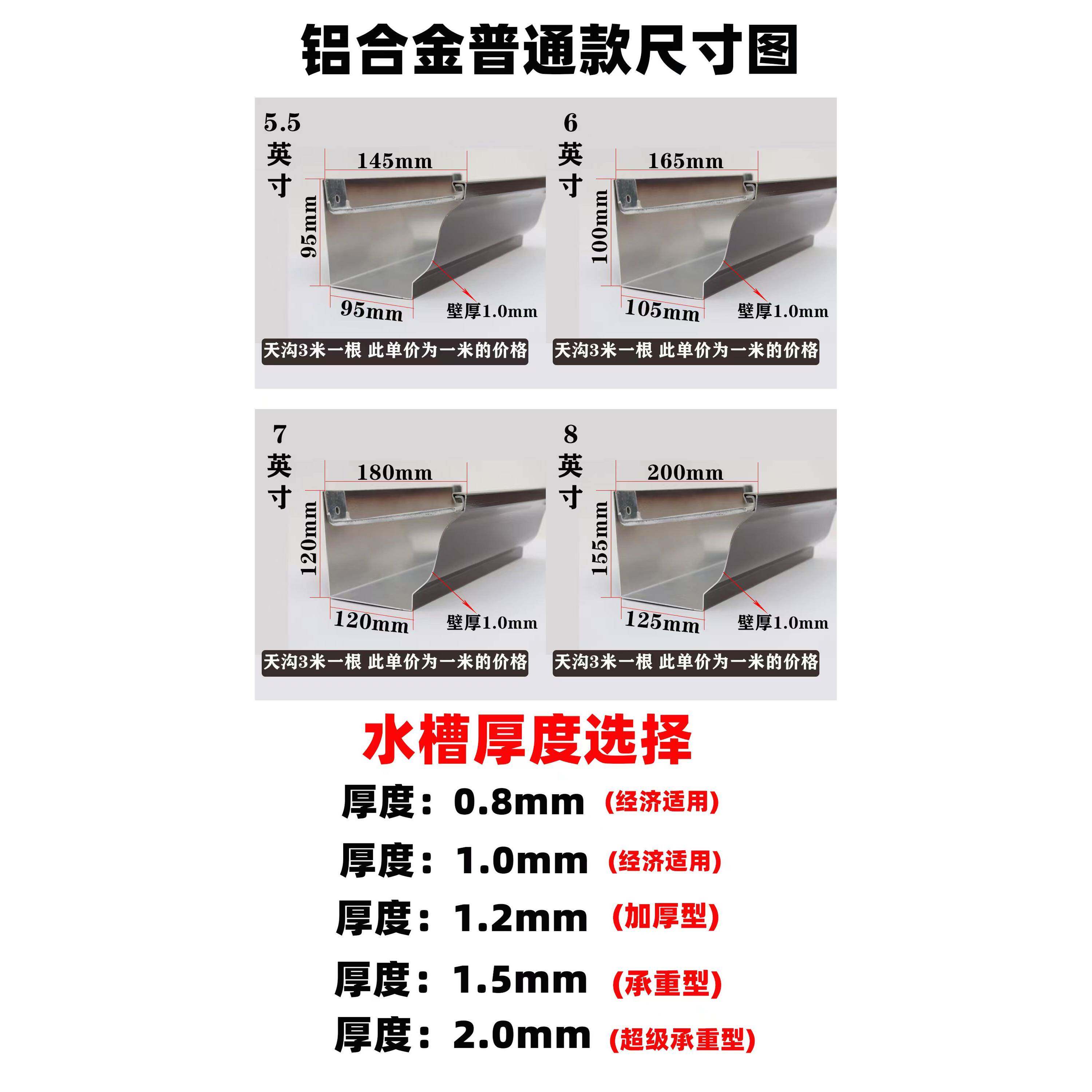 上海测量安装。铝合金成品天沟屋檐雨水槽房檐排水槽阳光房接水槽