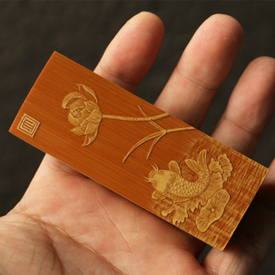 十几年老玉竹东阳名家裘立刚本工精工留青雕刻牙签盒竹雕把件把玩