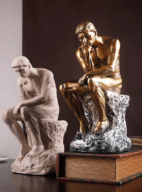 思想者装饰品摆件欧式复古创意雕像家居房间书柜办公室桌面摆设