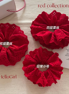 法国Last Kiss杨超越同款红色头花大肠发圈女高级感绝美头绳头