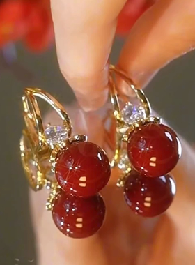 法国Last Kiss新中式红色珍珠耳环女耳饰2026新款爆款高级感轻奢