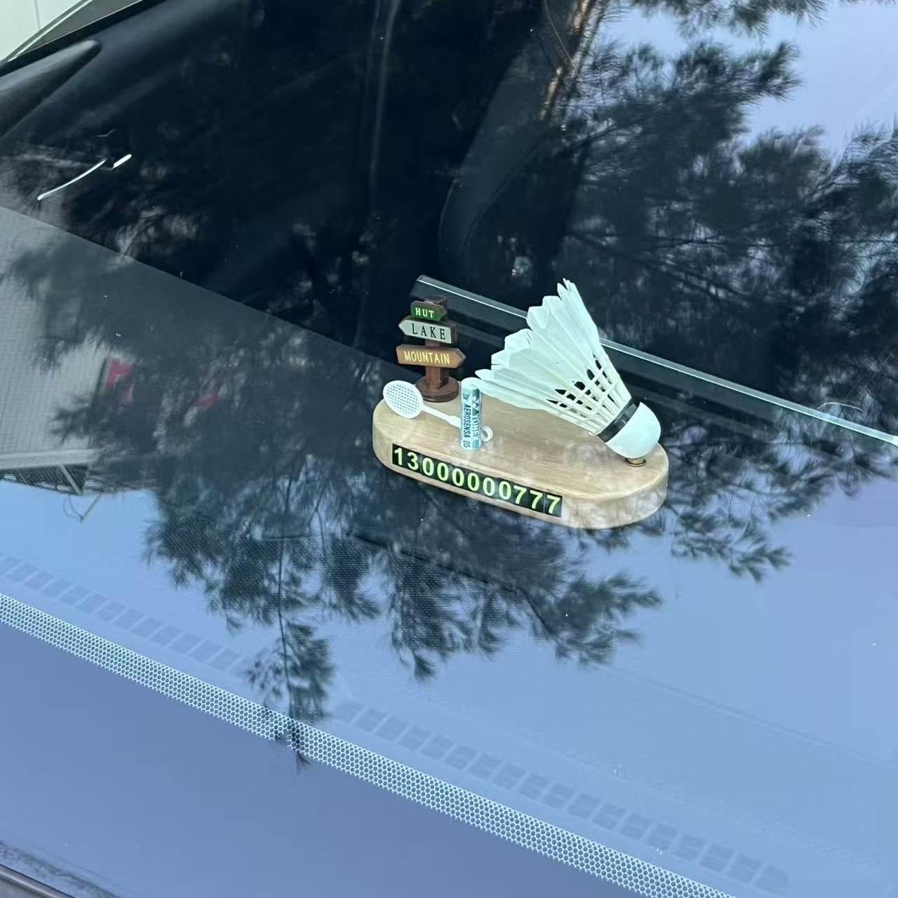 创意可旋转羽毛球摆件汽车中控台装饰停车号码牌车内摆设