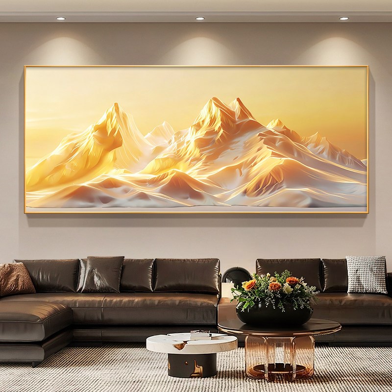 日照金山装饰画客厅挂画新中式背靠金山书房山水画办公室卧室壁画