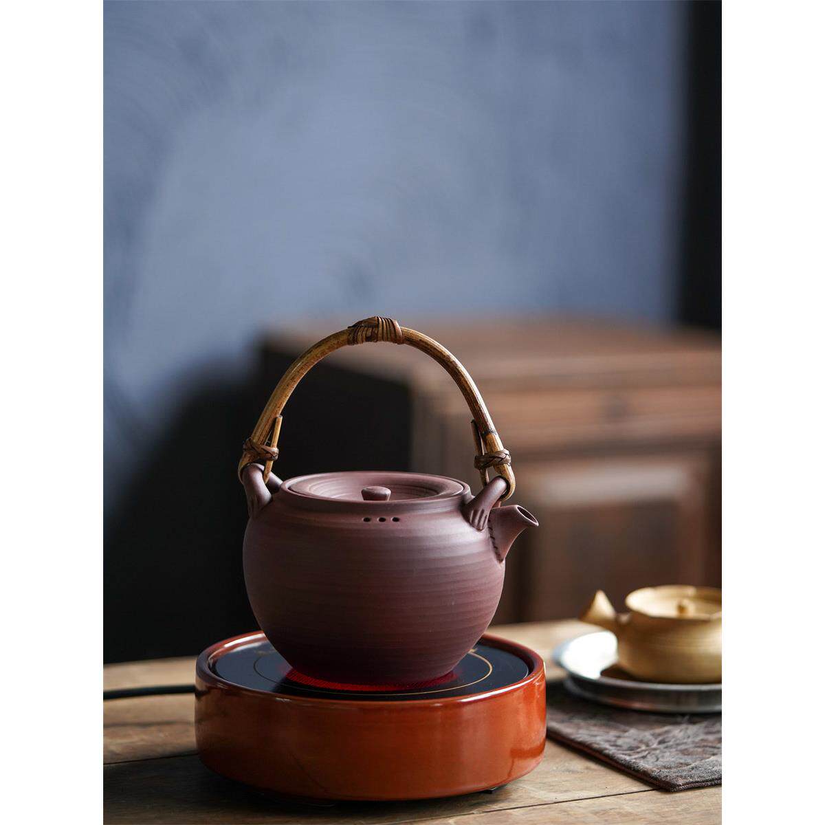 藤柄茶壶红白粘土砂陶壶电陶瓷炉碳炉沸水壶煮老白茶普洱茶
