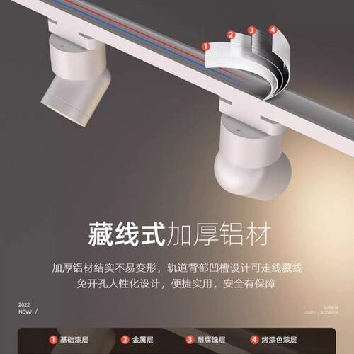 智能明装轨道灯led射灯服装店铺长条家用客厅天花防眩可调角度