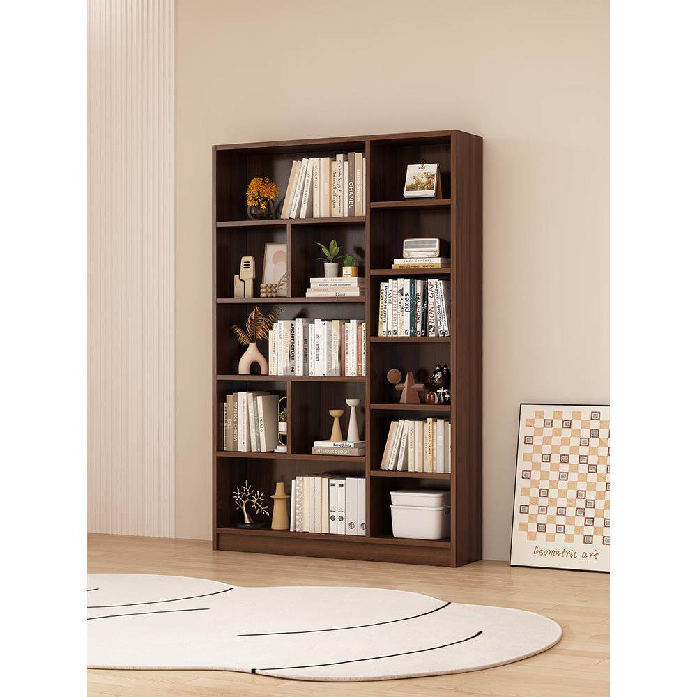 实木书架多层落地置物架现代简约学生格子书柜家用客厅展示储物柜