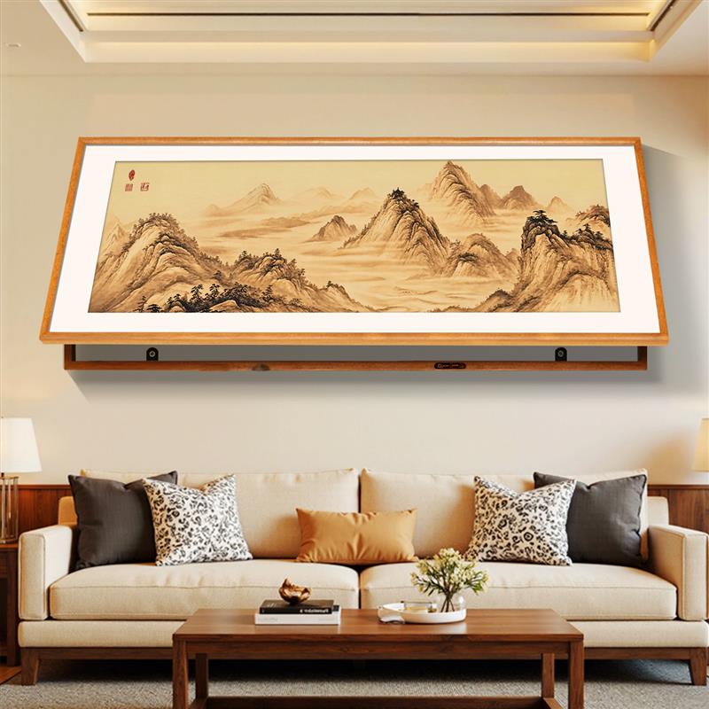 风景山水电表箱装饰画实木超大尺寸遮挡客厅办公室配电箱电闸挂画