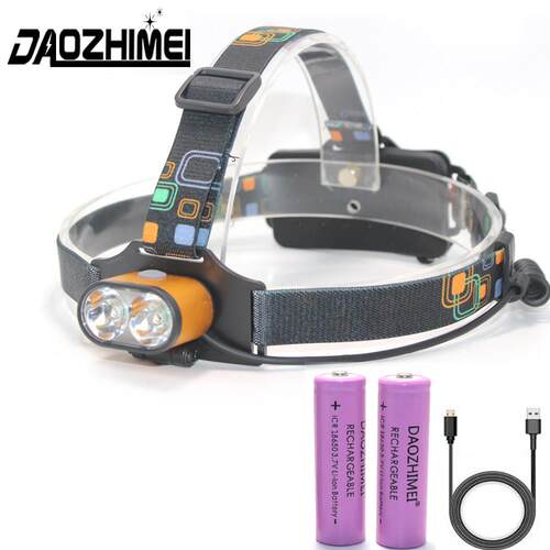 2000流明XM-T6 LED强光头灯3种档位USB可充电超亮照明钓鱼头灯