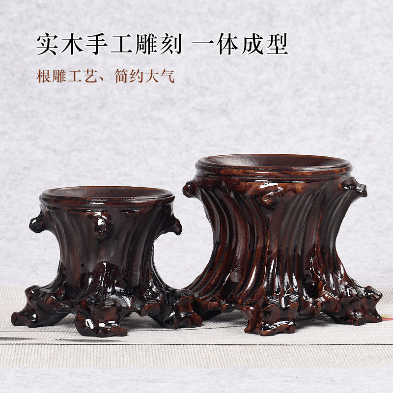 马拉斯木雕刻水晶球底座托架实木质风水球葫芦展示架底座开业礼品