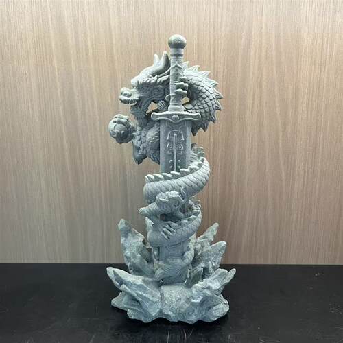 盘龙剑鱼缸造景 青砂石水族摆件 剑池神剑微景观兵器造景桌面送礼