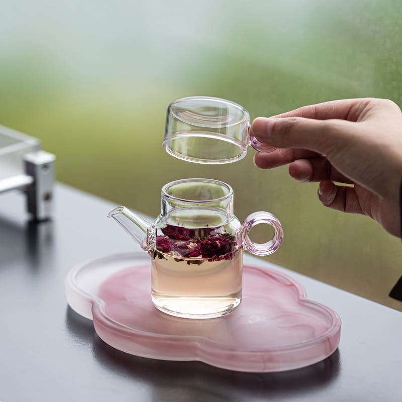 茶具一人饮玻璃指环壶多孔过滤泡茶壶高颜值女士一壶一杯功夫茶具