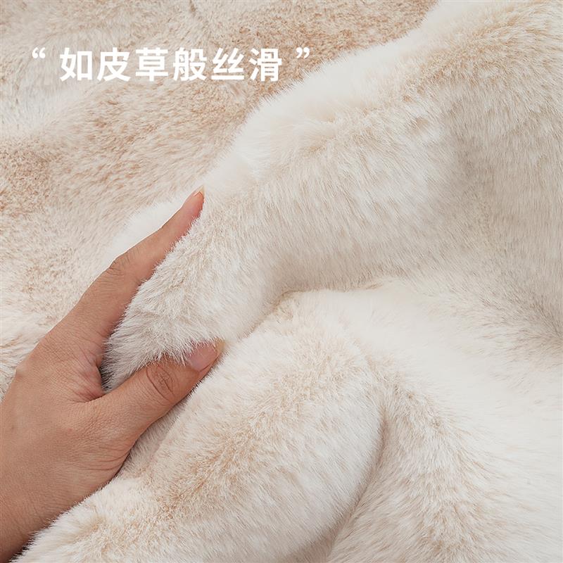 兔毛绒地毯卧室床边毯加厚泡泡绒少女心粉色床前毯高级撸猫感地垫
