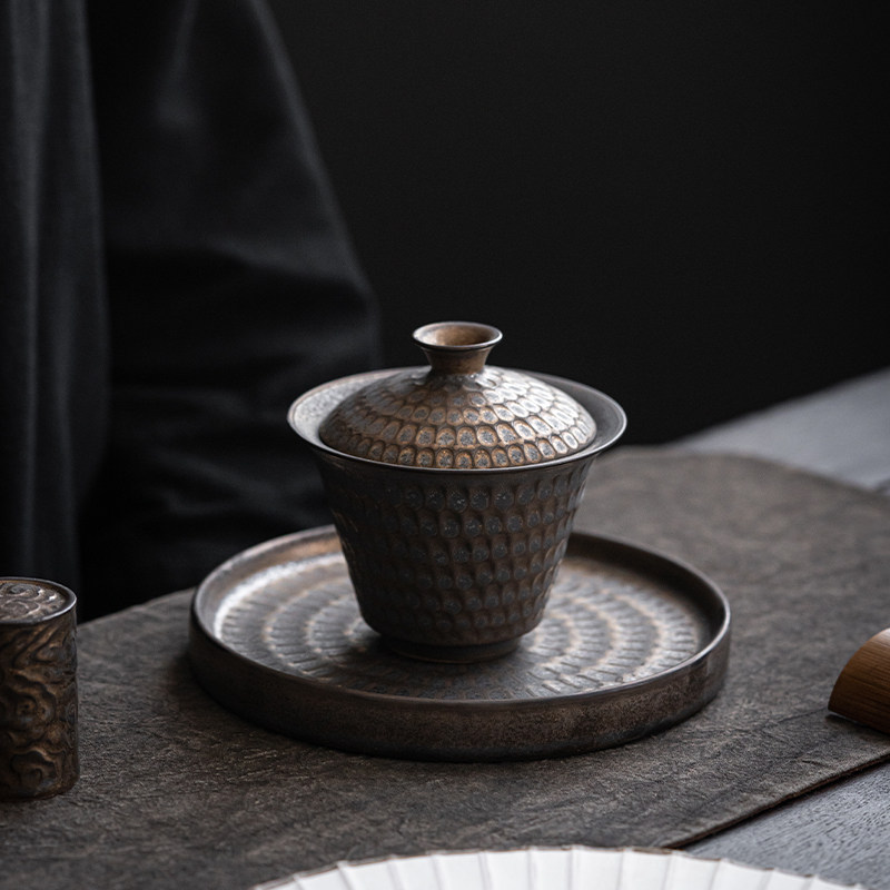 草木祠 陶瓷盖碗三才盖碗 防烫高档泡茶杯 复古鎏金茶碗带盖大号,餐饮具,盖碗,淘宝优惠券,粉丝福利购,淘宝优惠卷