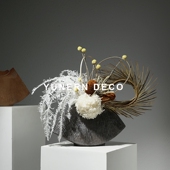 侘寂风家居样板房间艺术陶瓷花器玄关客厅餐桌插花瓶软装 饰品摆件