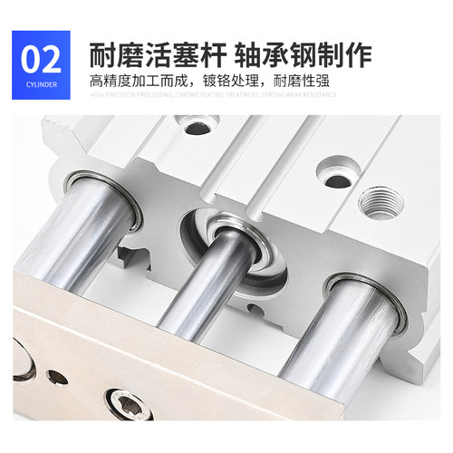 带导杆行程可调三轴气缸三杆MGPM12/16/20/25*32X40X50-20/30-XC8