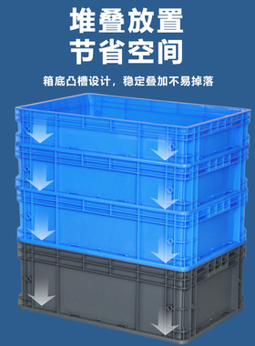 灰色物流eu周转箱长方形中转箱储物收纳箱大号工业风带盖塑料箱子