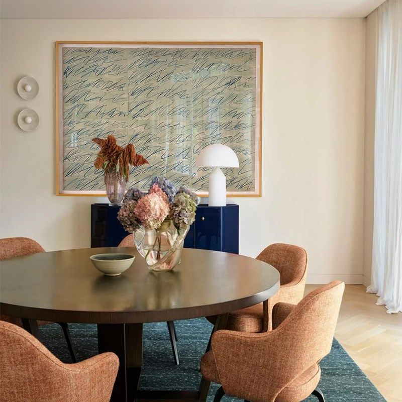 轻奢法式中古风餐桌背景墙挂画客厅沙发后面挂画抽象小众艺术线条,家居饰品,现代装饰画,淘宝优惠券,粉丝福利购,淘宝优惠卷