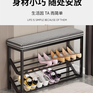 鞋架家用门口外楼道走廊可坐轻奢小窄一体换鞋凳入户门鞋柜免安装