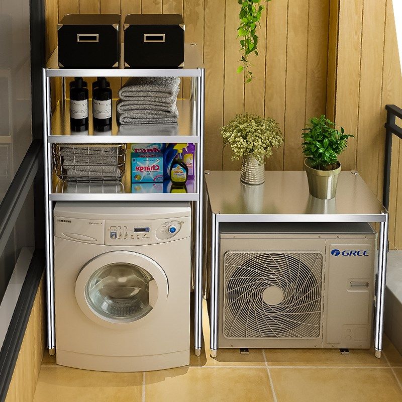 洗衣机置物架阳台洗手间滚筒翻盖上方高脚架不锈钢多层卫生间架子