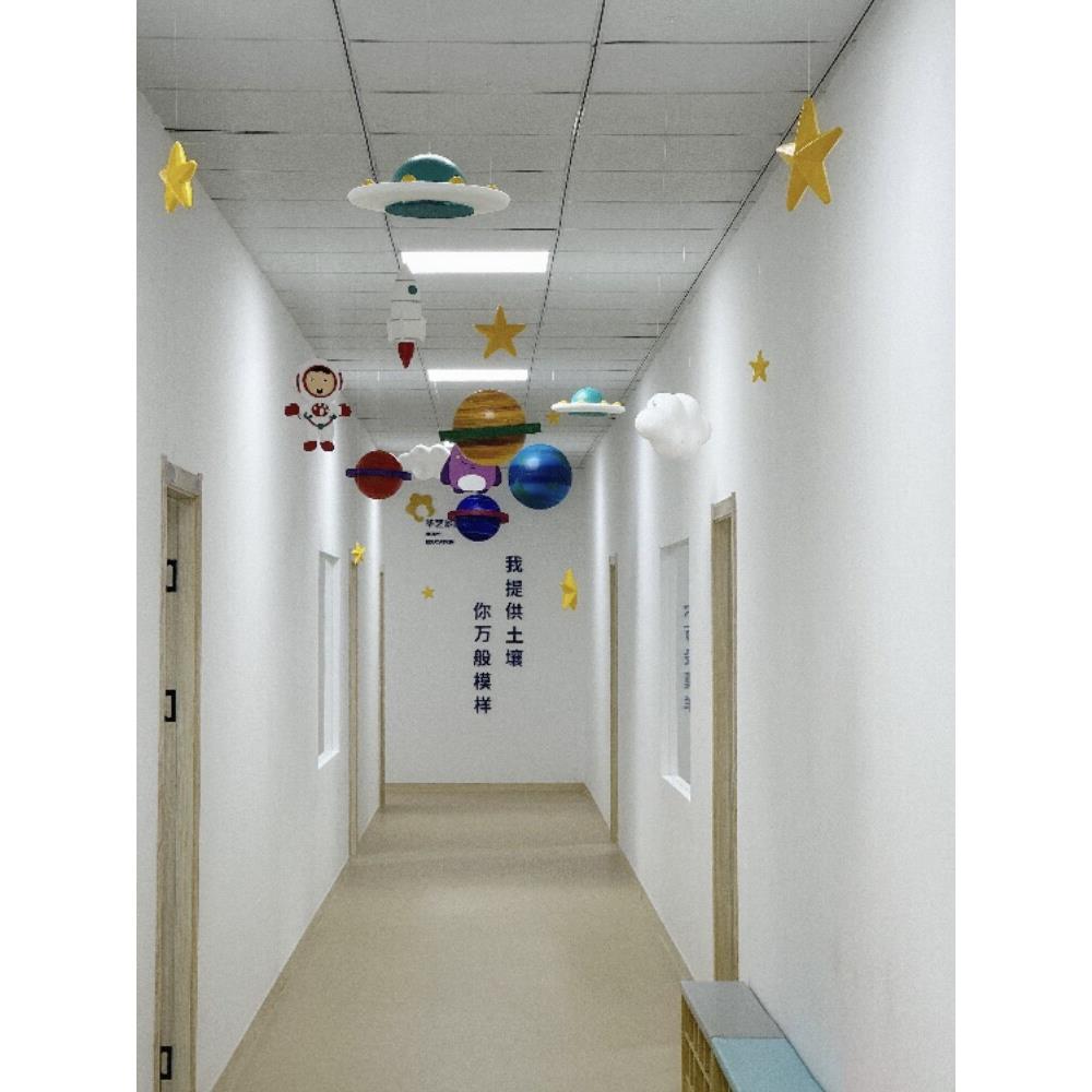 宇宙飞船宇航员火箭模型幼儿园星空摄影早教装环创商场星球吊挂饰