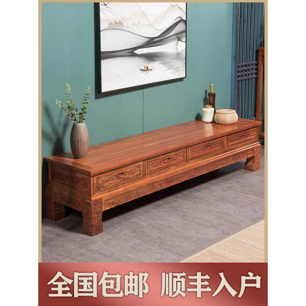 红木电视柜中式客厅红木实木电视柜咖啡桌组合古董柜电视格栅木制