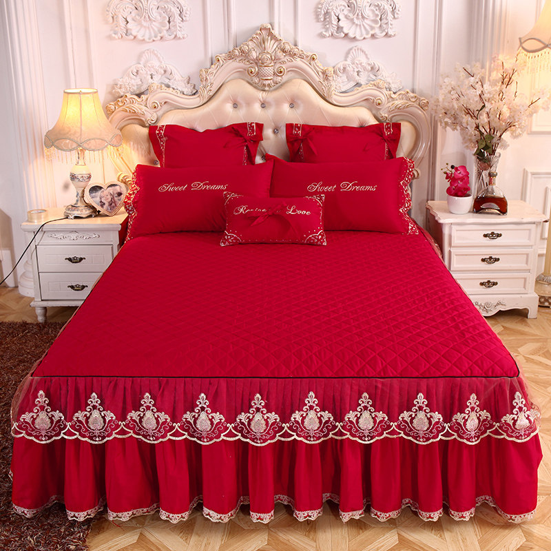 欧式床罩单件床裙三件套天丝夹棉加厚席梦思保护套1.5m1.8m床单套
