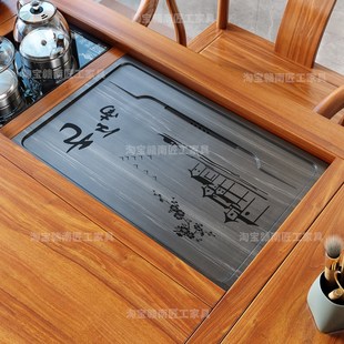 大理石茶盘嵌入式茶台石板定制茶台中间漏水板盖板镶嵌式石盘托盘