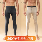 加绒打底大码 羊毛蚕丝发热保暖裤 修身 弹力线裤 德绒秋裤 秋冬季 男士