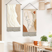 简约玄关挂画布艺入户装 饰画餐厅客厅挂布酒店大堂卧室壁画定制画