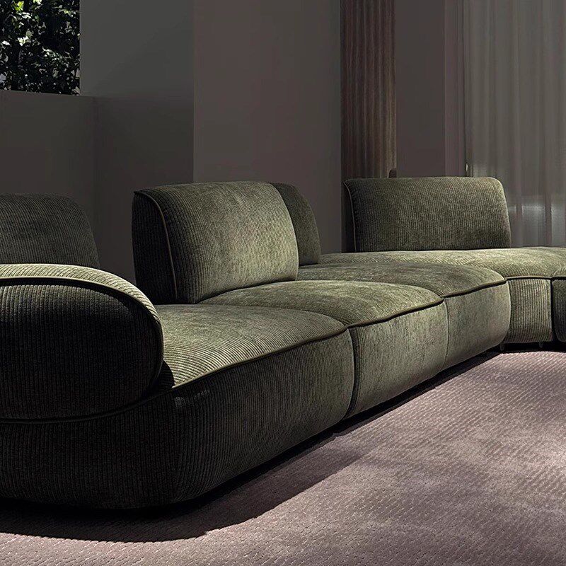 意式轻奢靠背可移动蜗牛组厅大平层转角沙发小户型布艺样板房沙发