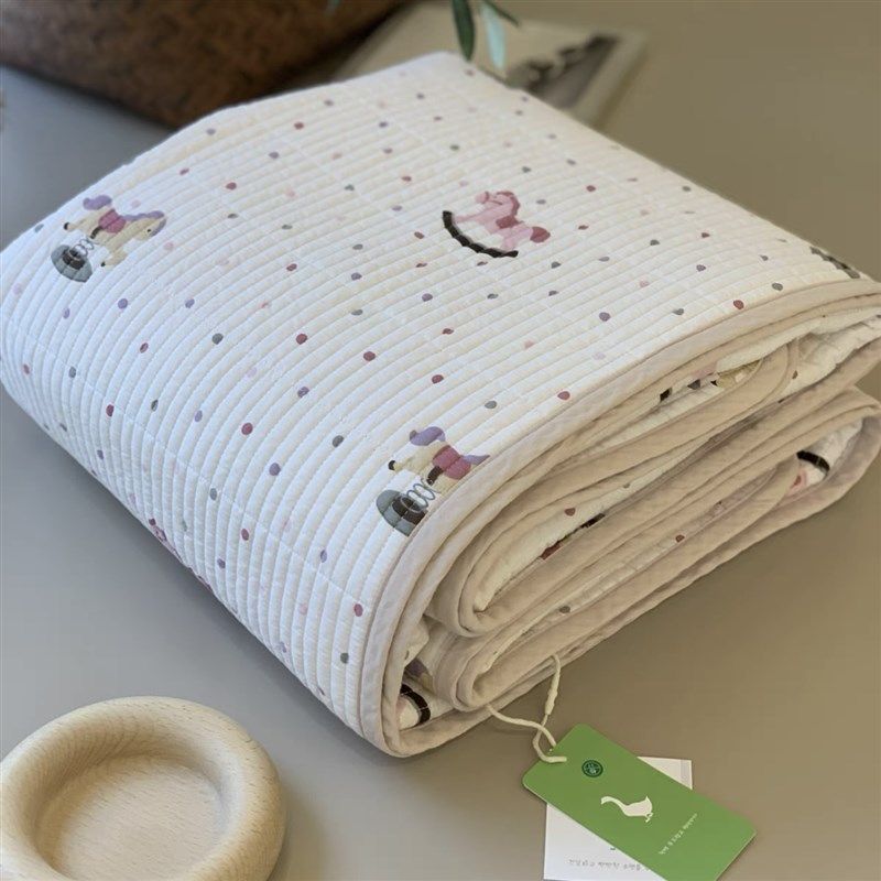 大鹅双面全棉床盖砂洗夹棉绗缝儿童榻榻米炕毯碎花纯棉加厚床单