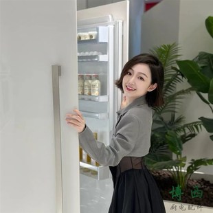 博西高品质实心高柜拉篮抽屉零食柜门把手拉手极简加长拉丝银方形