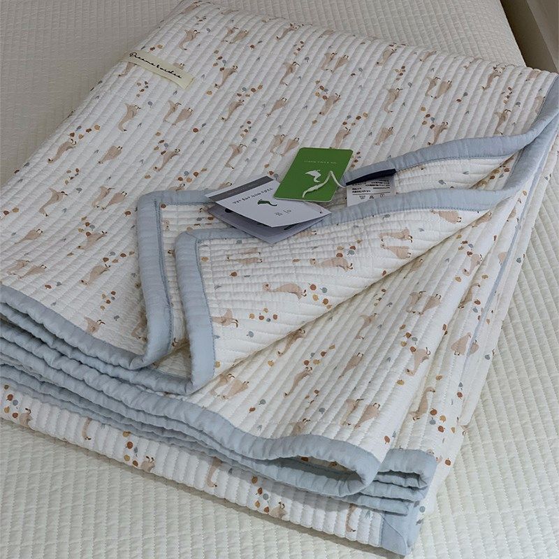 韩国大鹅小清新碎花双面纯棉床盖单件四季通用全棉绗缝床单不起皱