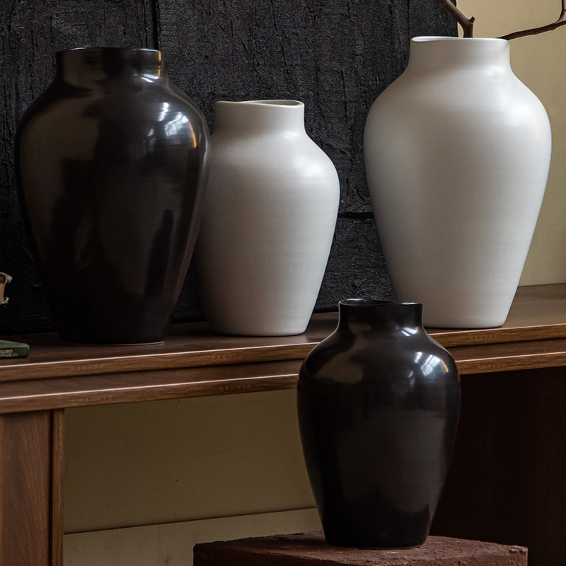 黑色餐桌陶瓷花瓶简约现代家居玄关民宿插花水培简约白色花器摆件,家居饰品,花瓶,淘宝优惠券,粉丝福利购,淘宝优惠卷