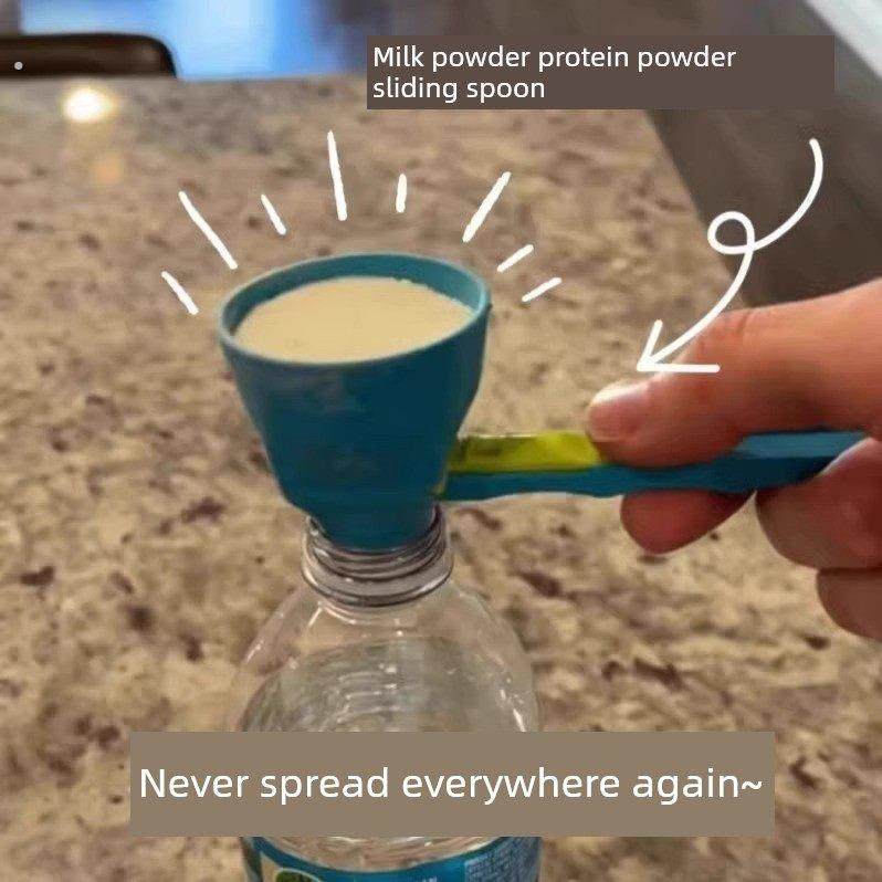 新型多功能能量勺漏斗防漏排气口创意蛋白粉滑动勺咖啡奶粉防漏勺