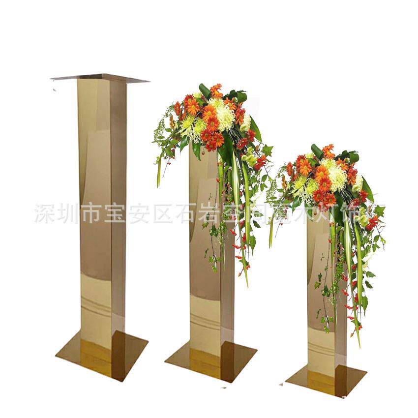 新款婚庆托花不锈钢金色花架蛋糕架家居摆件婚礼布置桌花摆件