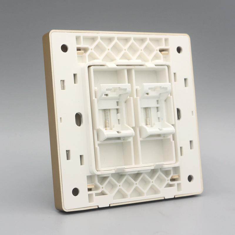 香槟色双口空白电脑信息面板超五类六类七类网络电话插座不含模块