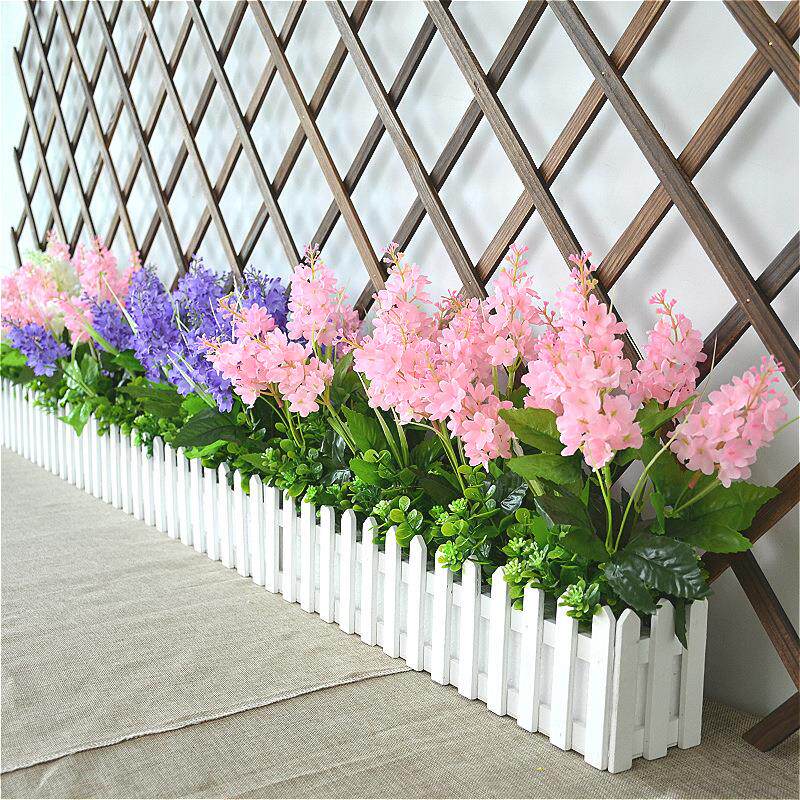 客厅家居窗台仿真花套装展会布置玄关木栅栏装饰花绢布假花风信子