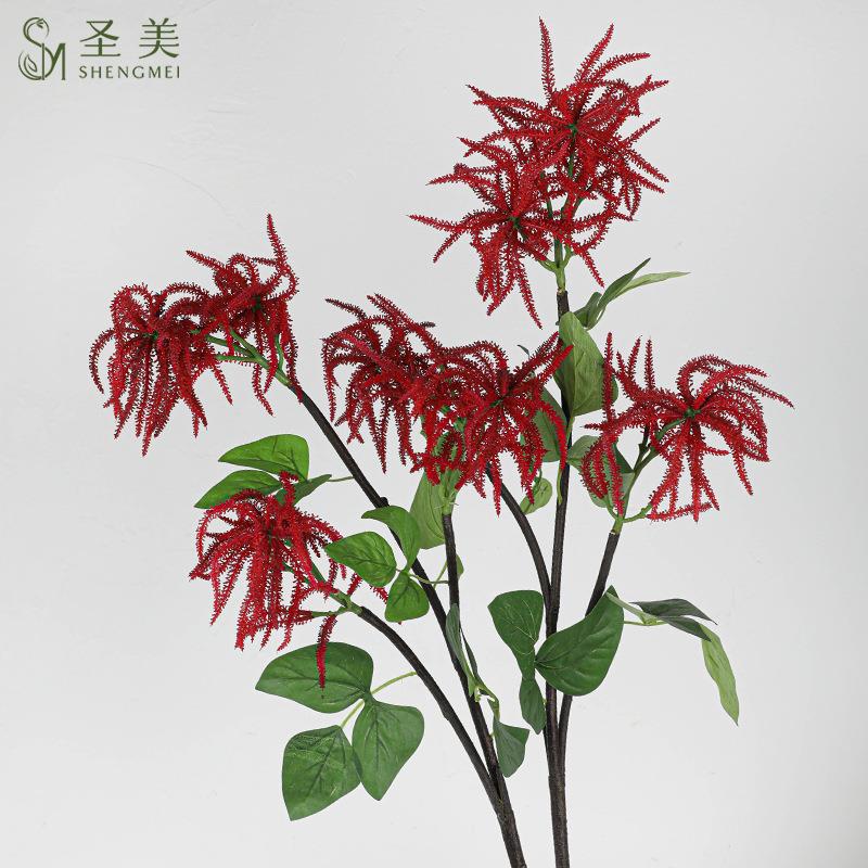 仿真3叉雪花支婚礼花排路引装饰假花高级摆件仿真单枝彼岸花