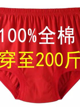 大红色纯棉内裤女中老年妇女加大码本命年胖妈妈老太太裤头
